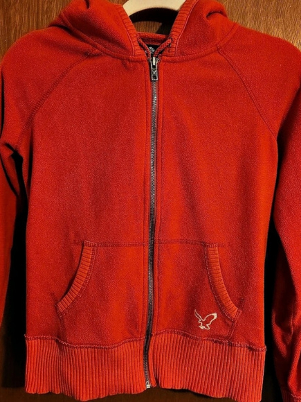 American Eagle Outfitters Sherpa Lined Full Zip Fleece Hoodie In Red  Small